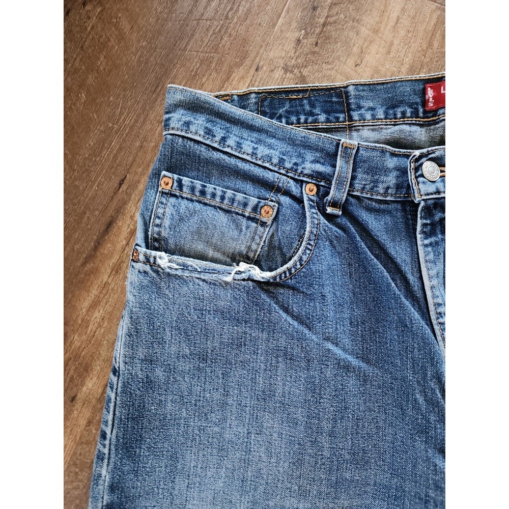 LEVI'S 569 Straight Leg High Rise Dark Wash Blue Denim Jeans Men's Size 34W 30L - Picture 3 of 9